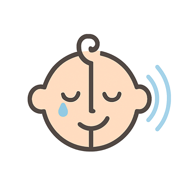 Baby face icon with half calm expression