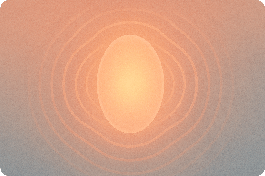 Abstract glowing shape with radiating circles symbolizing womb-like environment